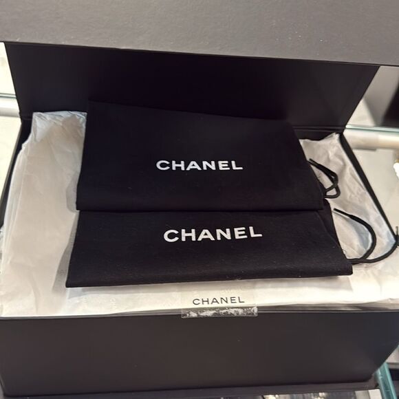 Authentic! BLACK Chanel Quilted Leather Dad Sandals box & dust covers SIZE 38C - Picture 9 of 10